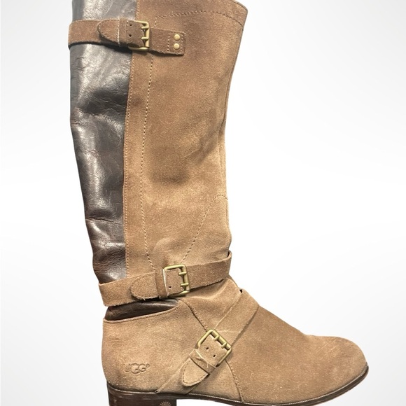 UGG Cyndee Tan‎ Heeled Boots with Side-Zip and Rounded Toe size 7.5 - Picture 3 of 8